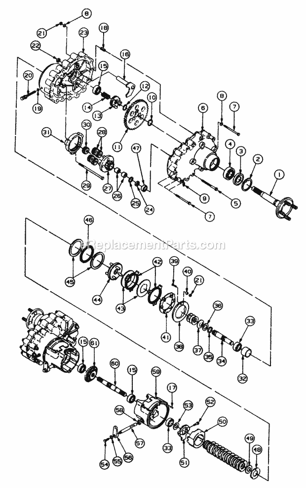 Transmission Diagram and Parts List for 4815F 556C465M100 Cub Cadet Lawn Mower